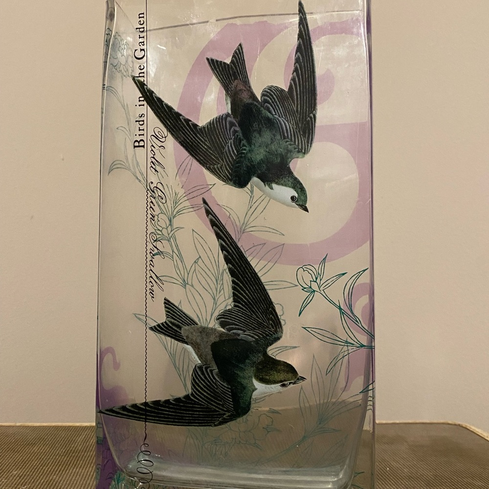 Fringe Studio “Birds in the Garden” glass vase